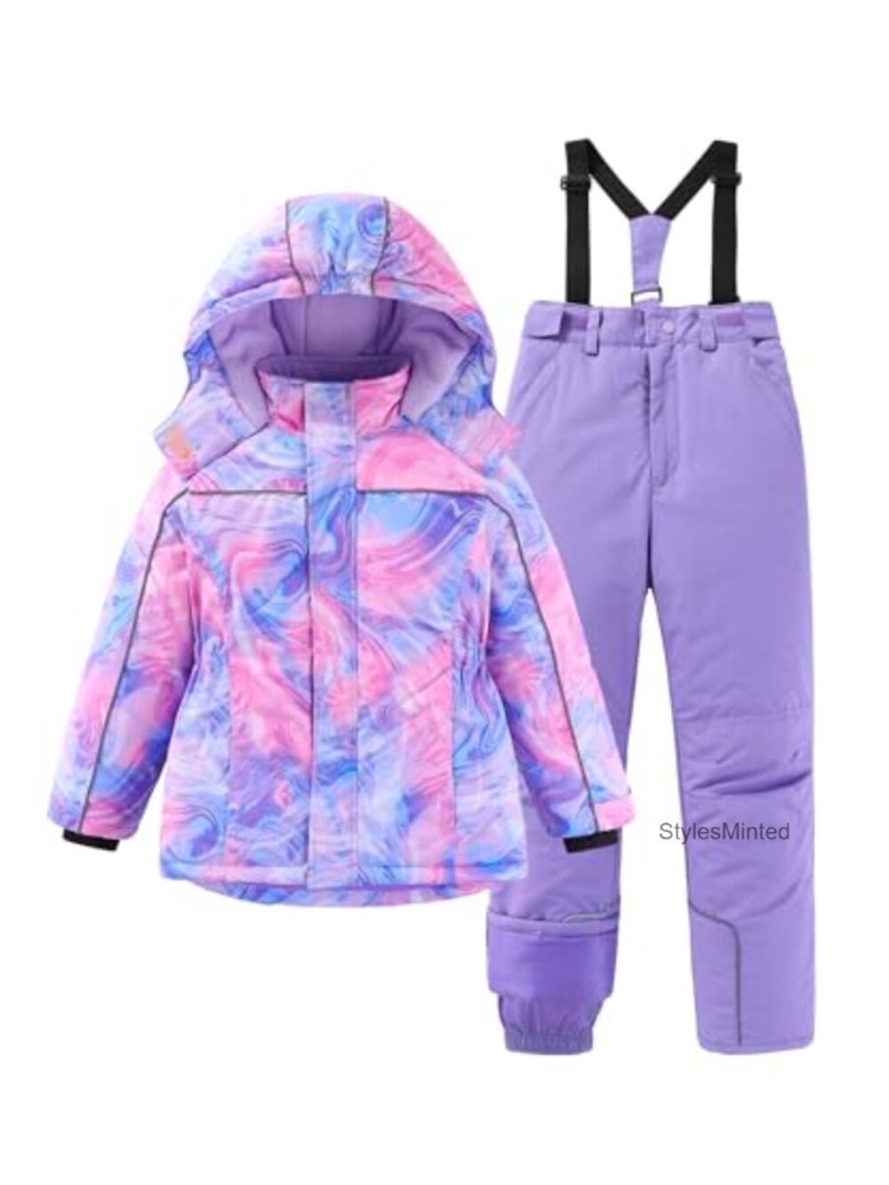 Girls Waterproof Hooded Ski Snowsuit Jacket & Pants Set